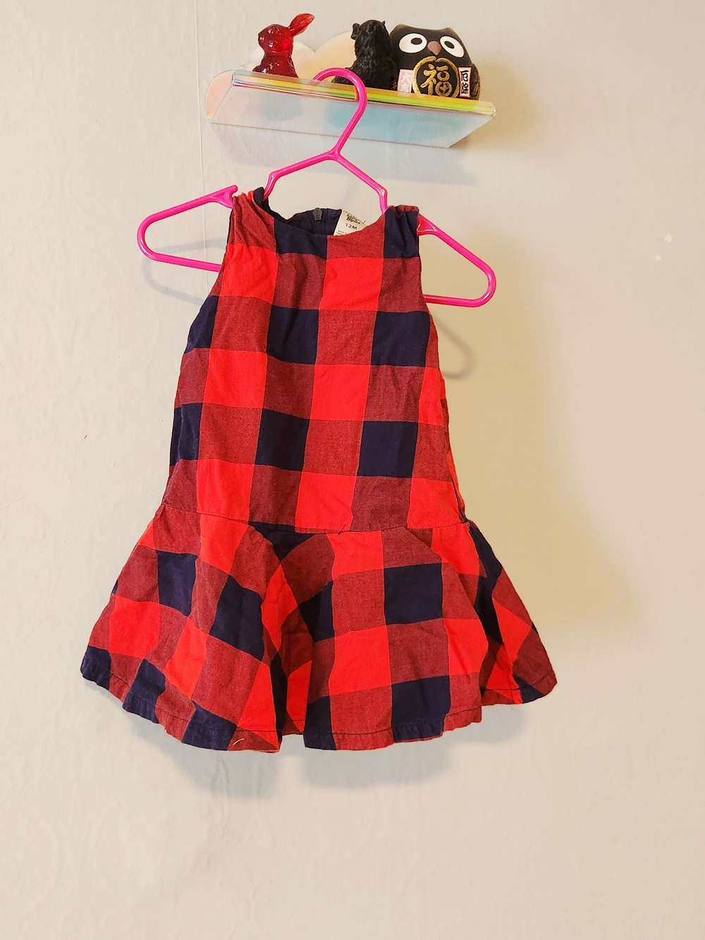 OshKosh B'gosh 12 Month Red and Navy Buffalo Check Dress
